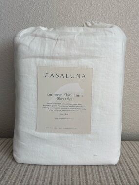 NWT Queen 100% Linen Sheet Set White - Casaluna